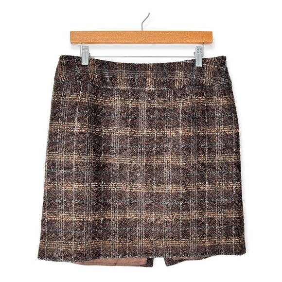 Dolce & Gabbana Brown Metallic Plaid Tweed Mini Skirt - Picture 1 of 9